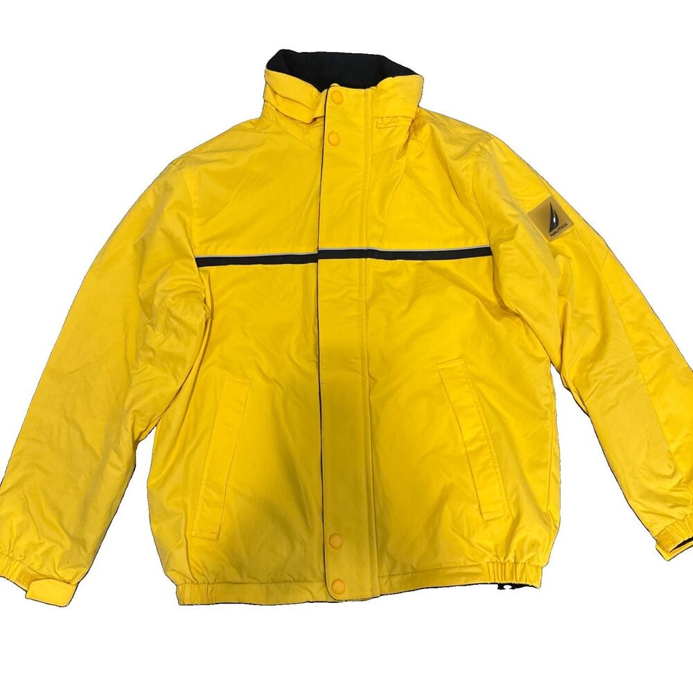 Vintage Tommy Hilfiger Loud Yellow Black Heavy Hooded Jacket Large New